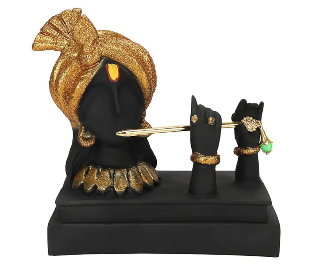 Lord Krishna Statue in Elegant Black Finish Flute Playing Krishna Idol for Home Decor, Living Room, Office Desk Spiritual Gift & Mandir Murti Showpiece