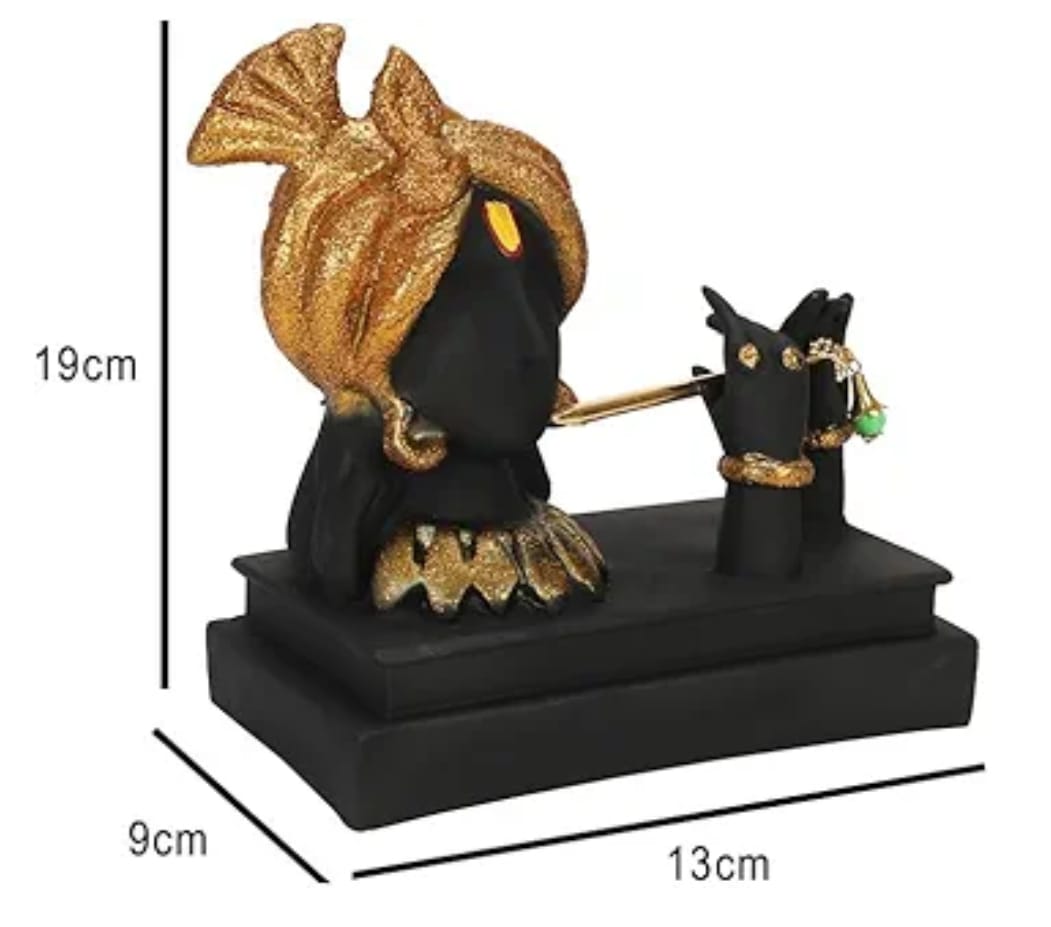 Lord Krishna Statue in Elegant Black Finish Flute Playing Krishna Idol for Home Decor, Living Room, Office Desk Spiritual Gift & Mandir Murti Showpiece