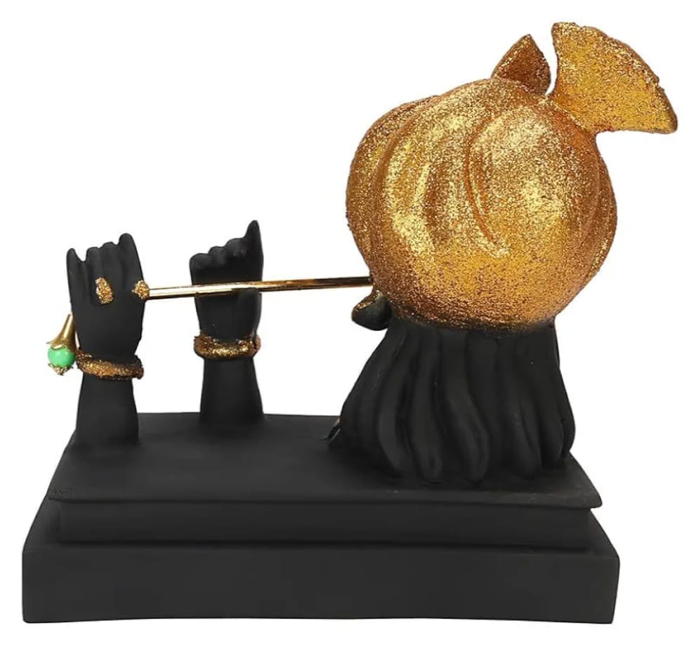 Lord Krishna Statue in Elegant Black Finish Flute Playing Krishna Idol for Home Decor, Living Room, Office Desk Spiritual Gift & Mandir Murti Showpiece