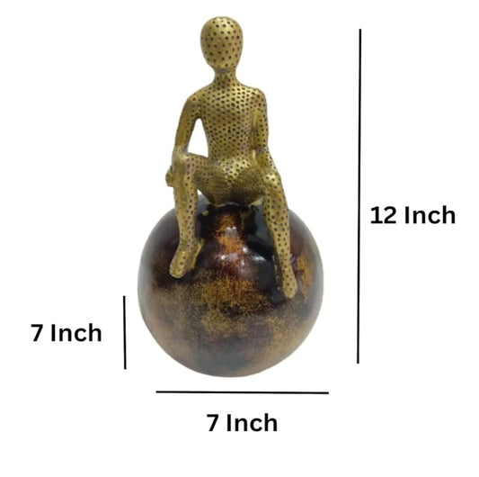 LETS CATCH UPP Gold Plated Abstract Resin Man Sitting Ball Figurine Set of 4 | Patterned Living Room Decoration Statue for Home Décor | Decorative Showpiece Sculpture | Elegant Décor Accent