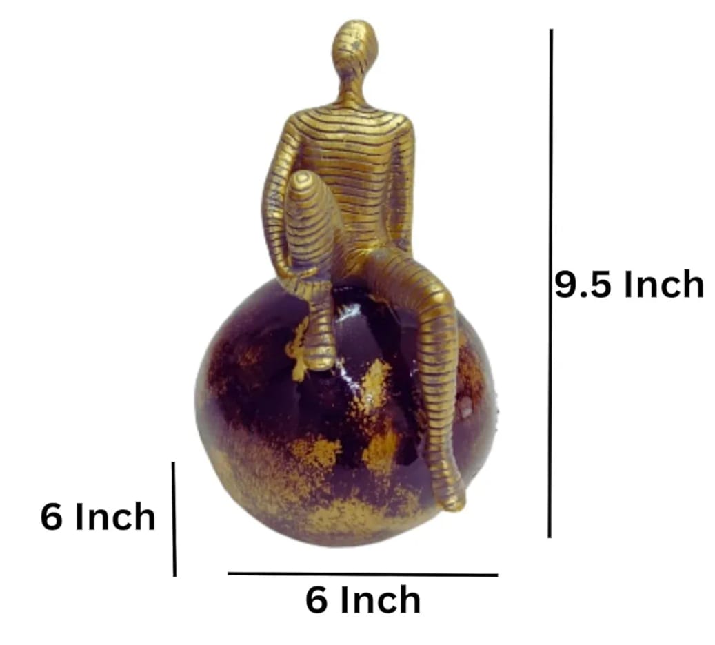 LETS CATCH UPP Gold Plated Abstract Resin Man Sitting Ball Figurine Set of 4 | Patterned Living Room Decoration Statue for Home Décor | Decorative Showpiece Sculpture | Elegant Décor Accent