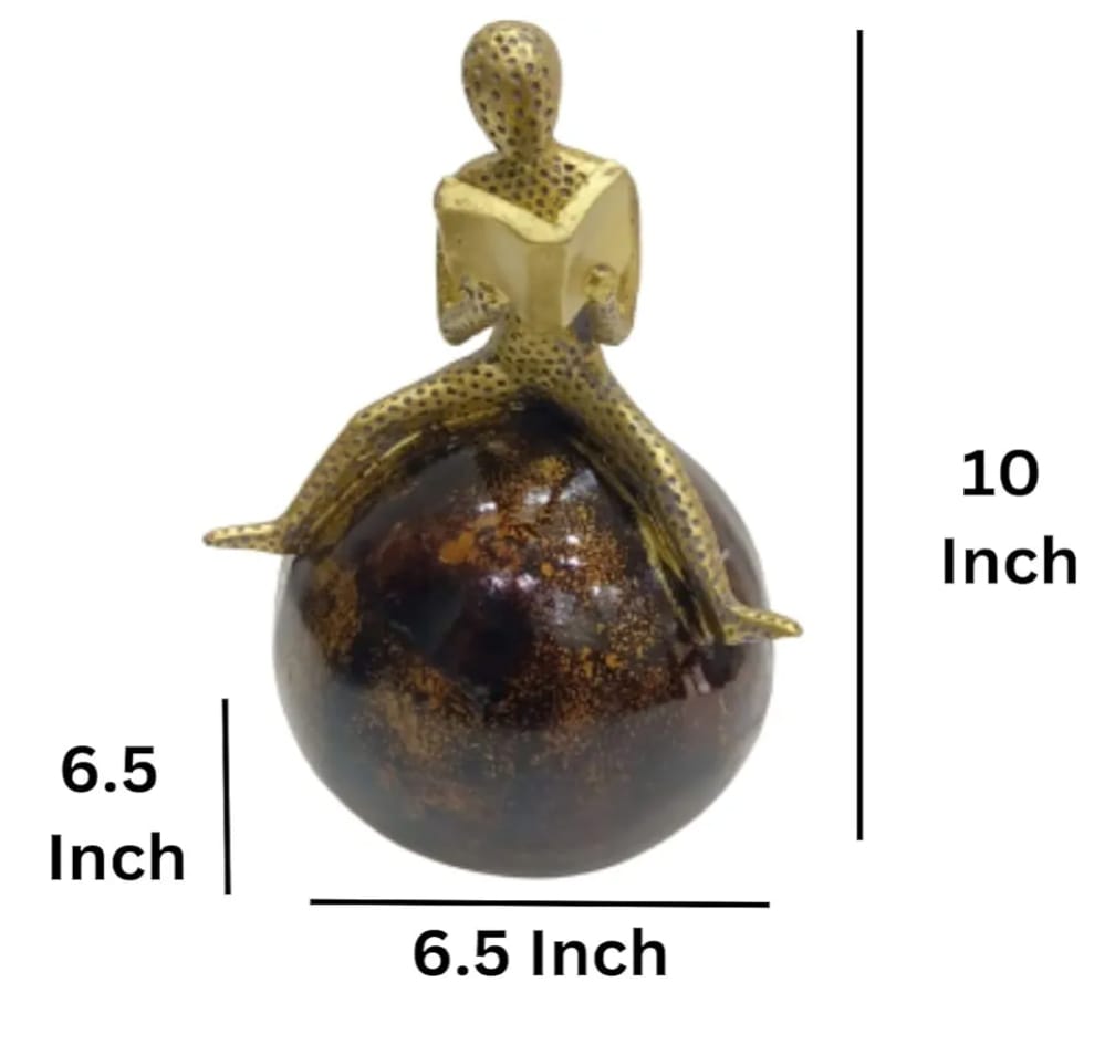 LETS CATCH UPP Gold Plated Abstract Resin Man Sitting Ball Figurine Set of 4 | Patterned Living Room Decoration Statue for Home Décor | Decorative Showpiece Sculpture | Elegant Décor Accent