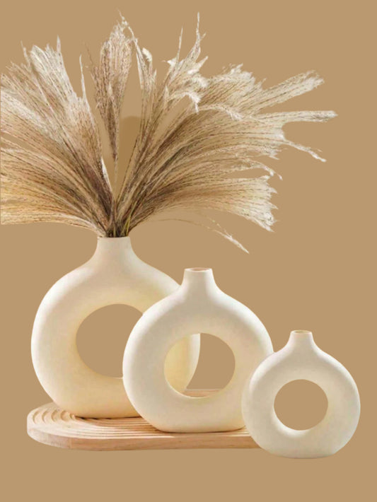 Serene Hollow Vase Set Minimalist Nordic Trio
