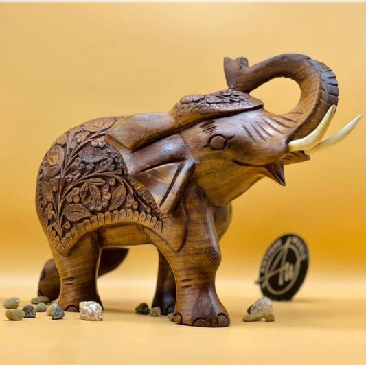 Jointless Shesham Handcrafted Elephant Sculpture | Handmade Wood Carved Elephant | Wood Design birthday gift | Home Decore ,Elephant Statue