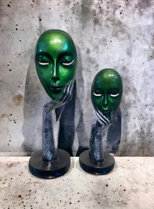 Emeraled Serenity Face Sculpture Set-Artistic Home Decor(Set of 2)