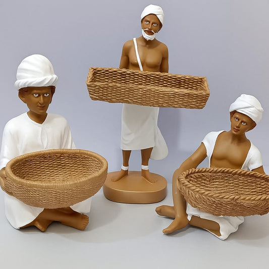 “Grain Guardians”  Ethnic Farmers Trio (Set of 3)
