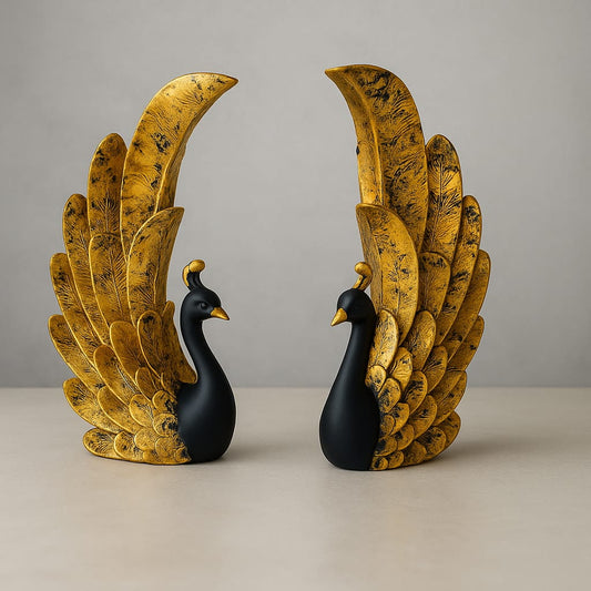 "Royal Elegance Golden Peacock Pair"
