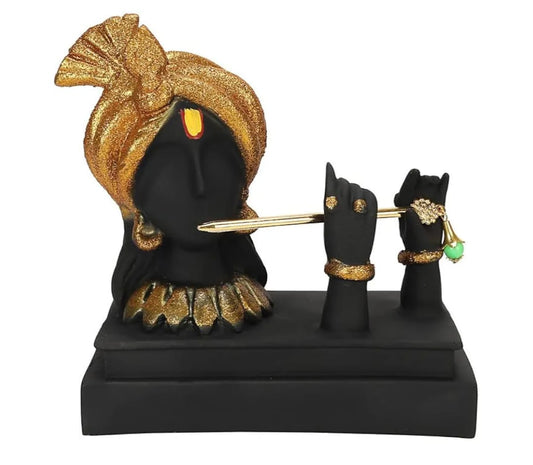 Lord Krishna Statue in Elegant Black Finish Flute Playing Krishna Idol for Home Decor, Living Room, Office Desk Spiritual Gift & Mandir Murti Showpiece