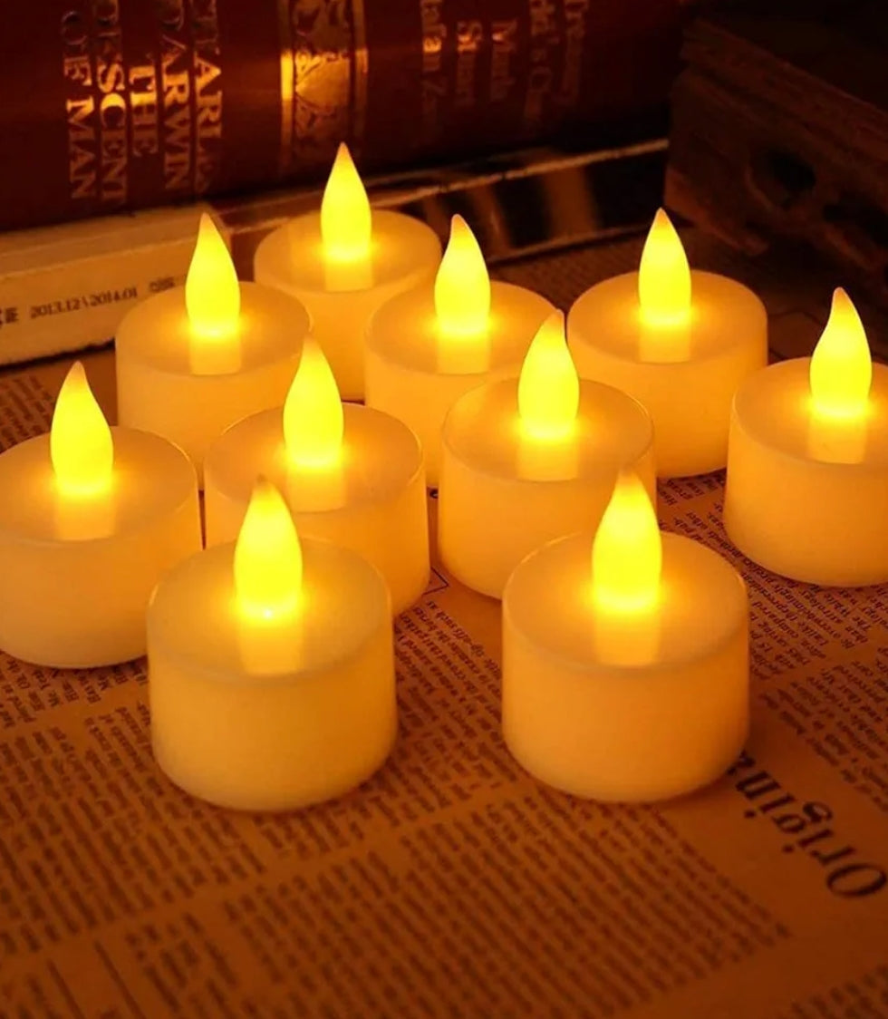 Yellow Flameless Candle LED Tea Light Battery Operated Home Candle (Yellow, Pack of 24)